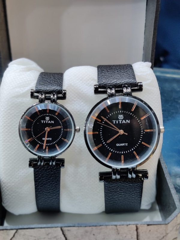 Titan Pair Watches – Elegant Leather Strap, Perfect for Couples